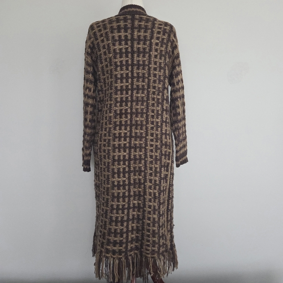 Fashion Nova Paint The Skies Patterned Fringe Cardigan Size L - Picture 3 of 6